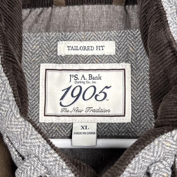 Jos. A. Bank 1905 Vest Mens XL Gray Wool Herringbone Quilted Tweed Field Pockets - Picture 5 of 12